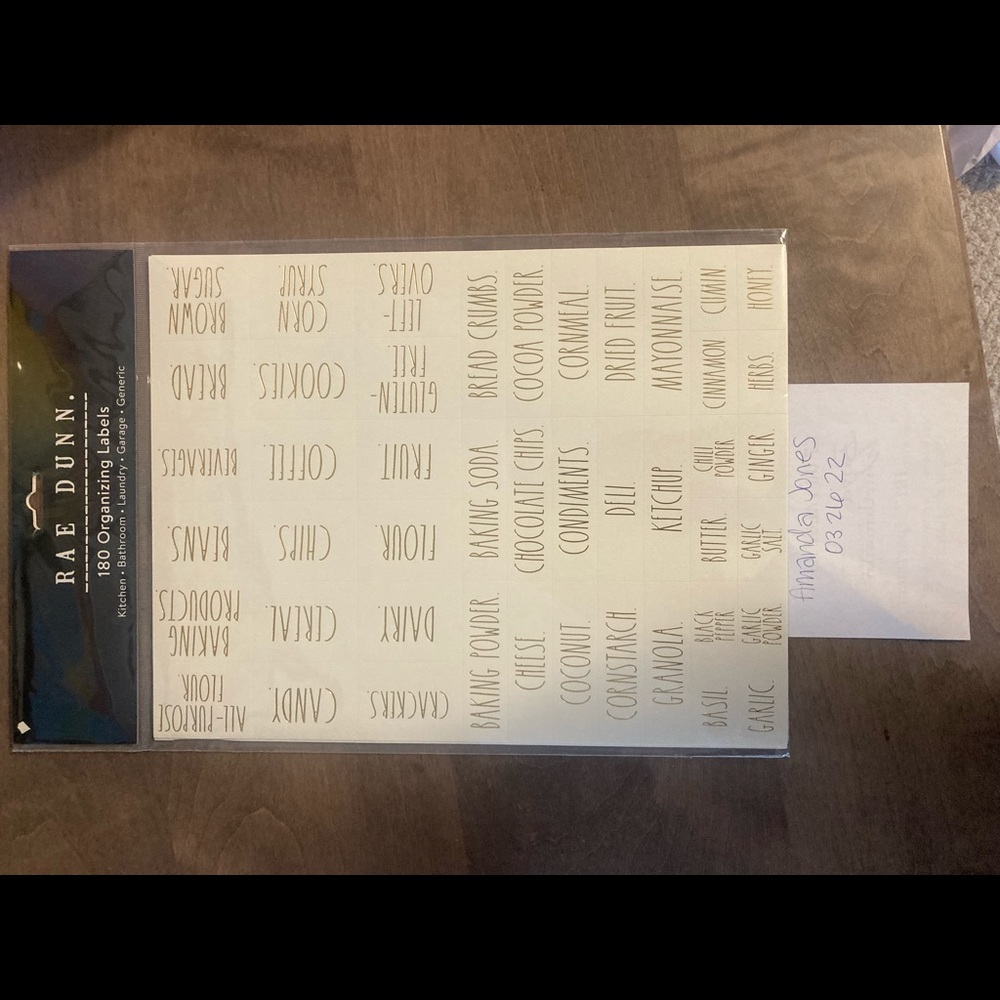 Rae Dunn white/gold labels